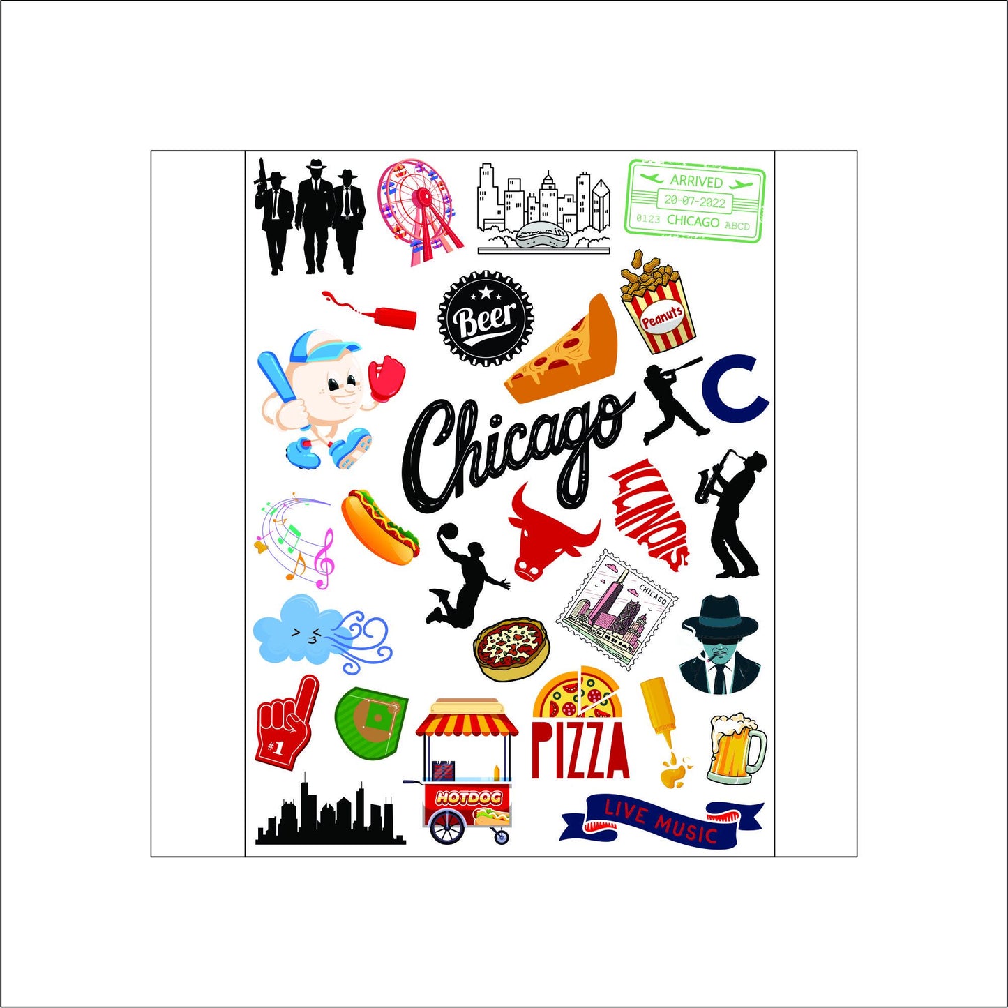 Chicago Travel laptop sticker, cute sticker, laptop decal, tumbler sticker, water bottle sticker, water bottle decal 41PKG
