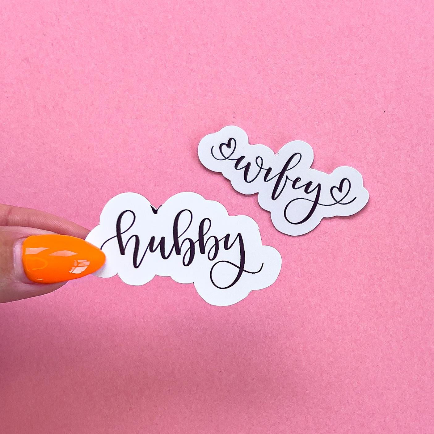 Wifey and Hubby Wedding Sticker Decal for Planners, laptops, tumblers, cars, walls, mirrors, notebooks, phones, etc. 11LUV