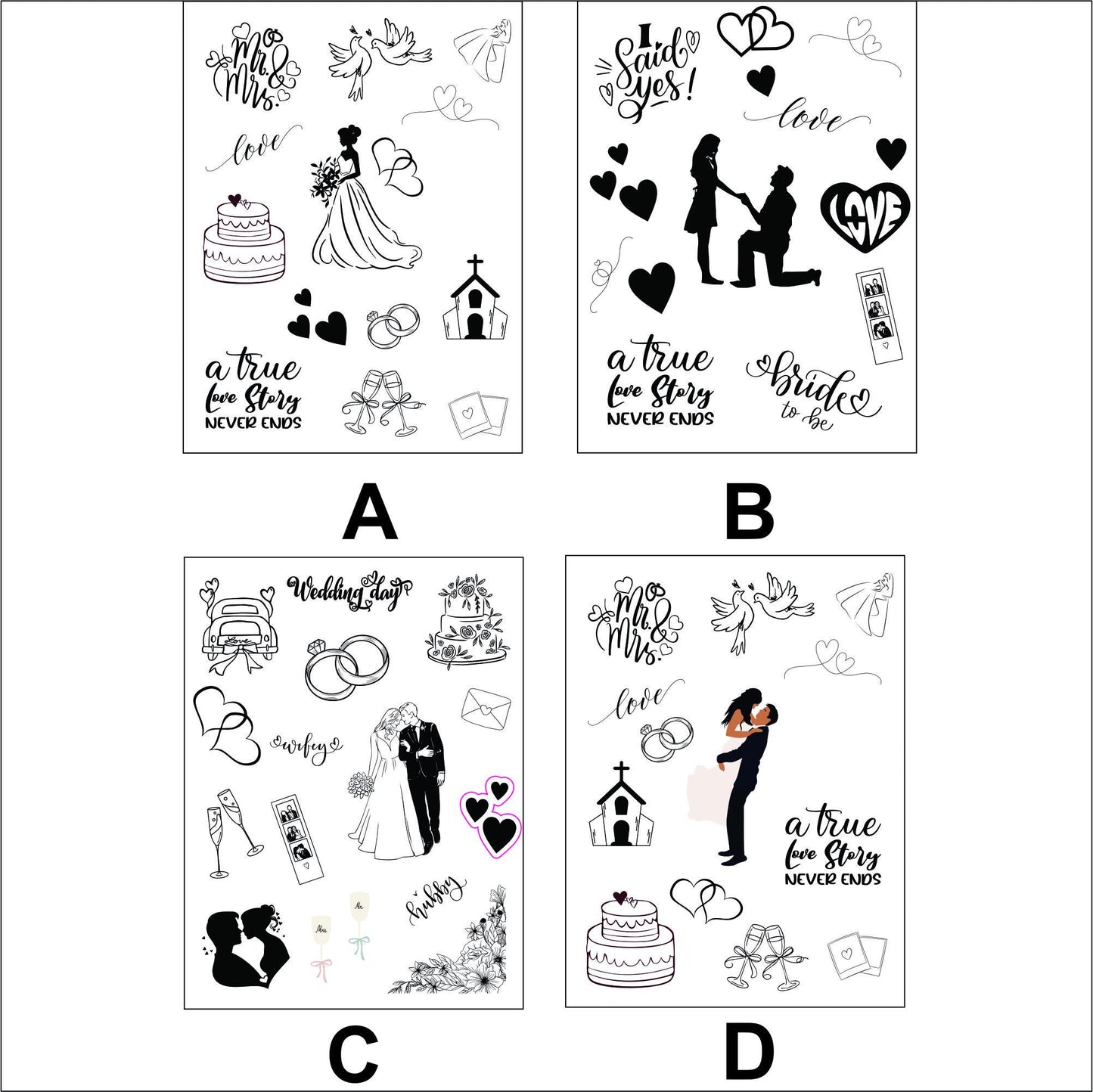 Wedding Stickers laptop sticker, cute sticker, laptop decal, tumbler sticker, water bottle sticker, water bottle decal 15GRP