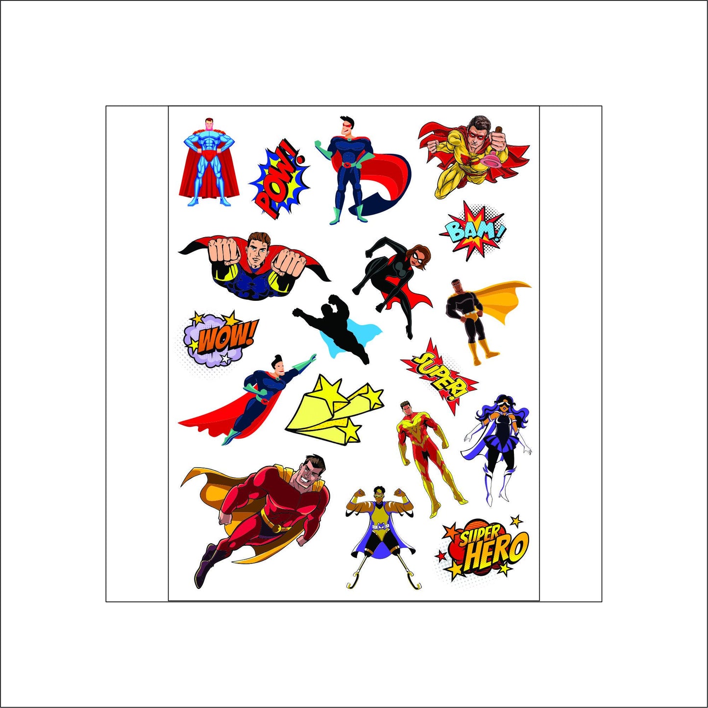 Kids Superheroes laptop sticker, cute sticker, laptop decal, tumbler sticker, water bottle sticker, water bottle decal 59PKG