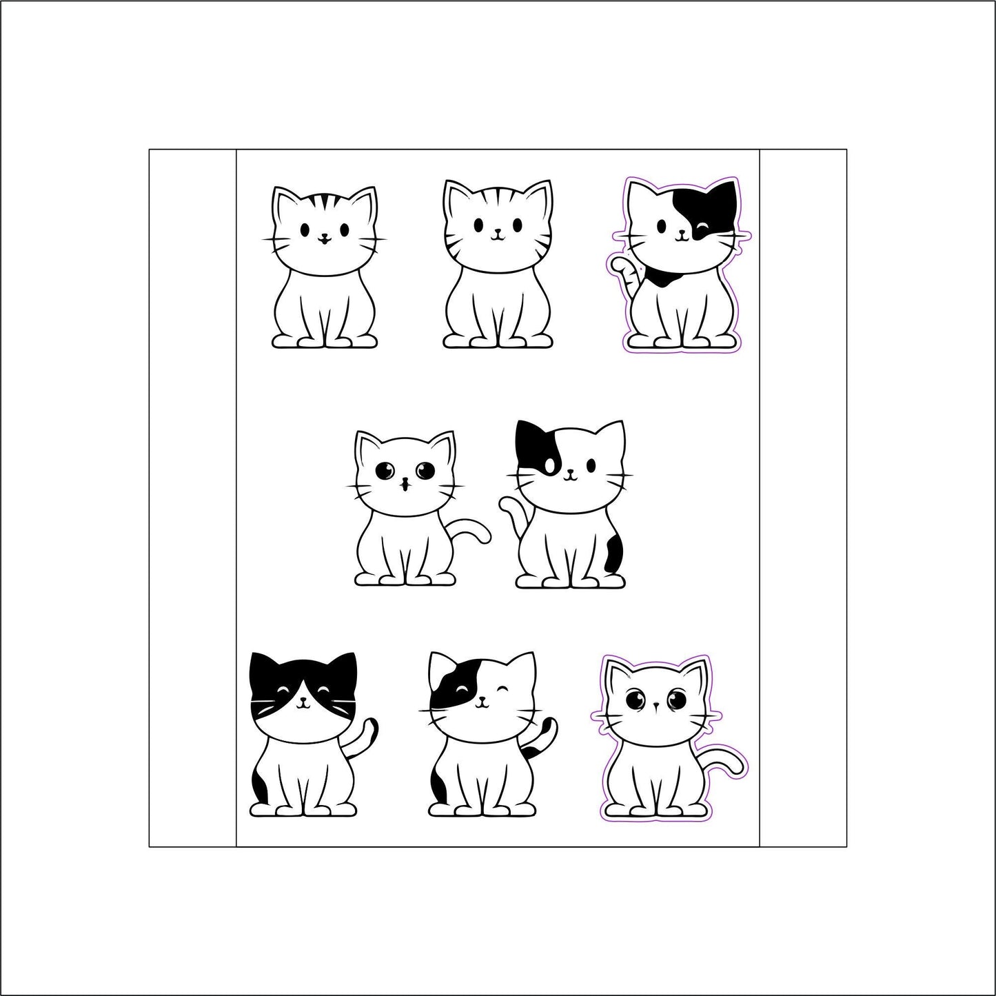 Kitty Cats Sticker laptop sticker, cute sticker, laptop decal, tumbler sticker, water bottle sticker, water bottle decal 65PKG