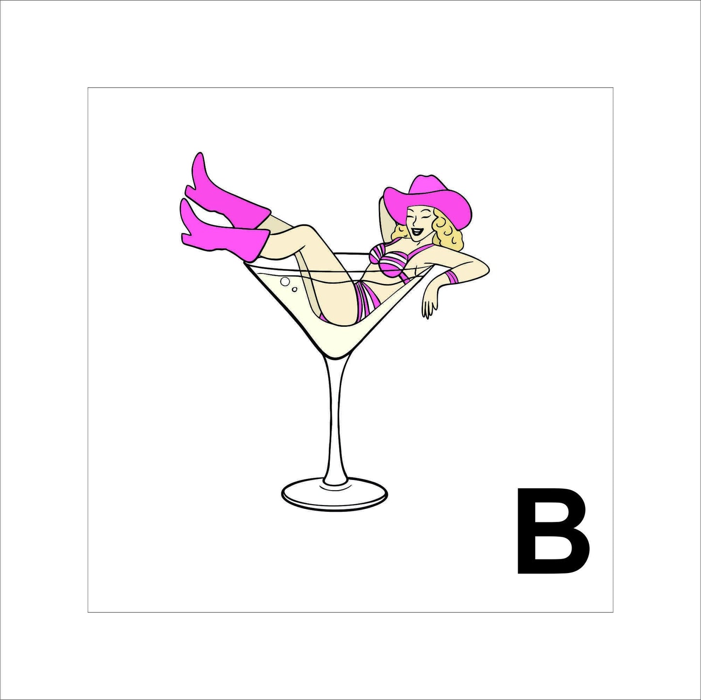 Cowgirl in a Martini Glass Sticker Decal for Planners, laptops, tumblers, cars, walls, mirrors, notebooks, phones, etc. 7CNTRY