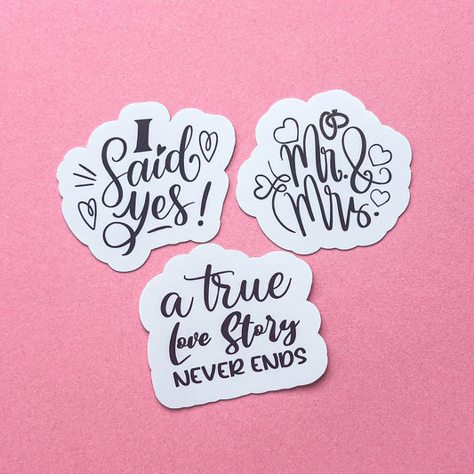 Wedding Sticker Decal for Planners, laptops, tumblers, cars, walls, mirrors, notebooks, phones, etc. 4LUV
