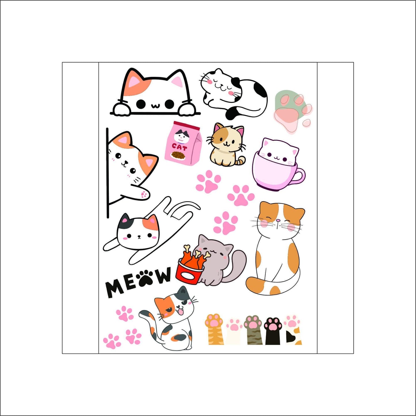 Cute Kitty Cats laptop sticker, cute sticker, laptop decal, tumbler sticker, water bottle sticker, water bottle decal 8PKG