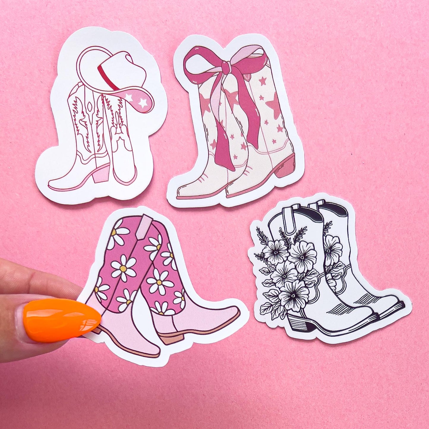 Pink Cowgirl Boots Sticker Decal for Planners, laptops, tumblers, cars, walls, mirrors, notebooks, phones, etc. 2CNTRY