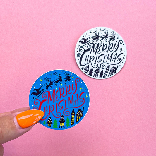 Merry Christmas Sticker Decal for Planners, laptops, tumblers, cars, walls, mirrors, notebooks, phones, etc. 1XMS