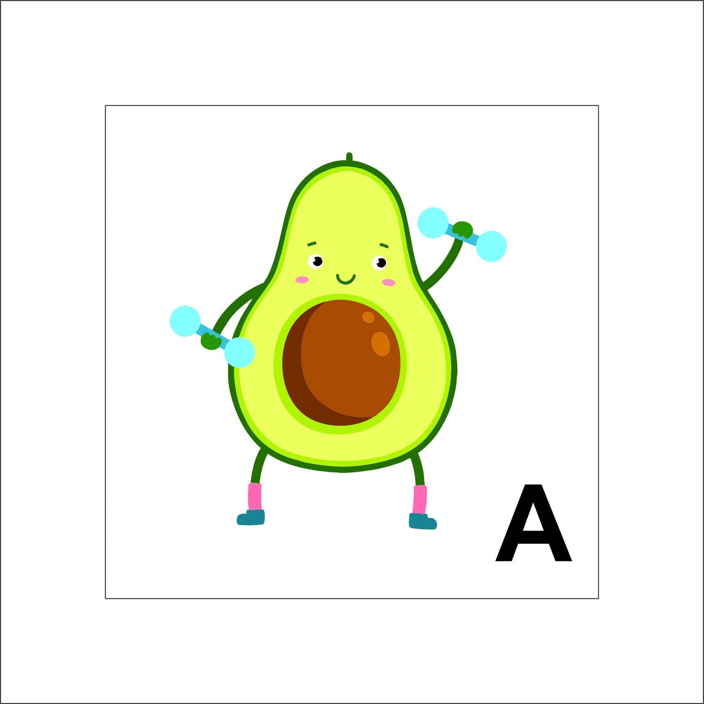 Avocado Playing Tennis and Working Out Sticker Decal for Planners, laptops, tumblers, cars, walls, mirrors, notebooks, phones, etc. 27GYM