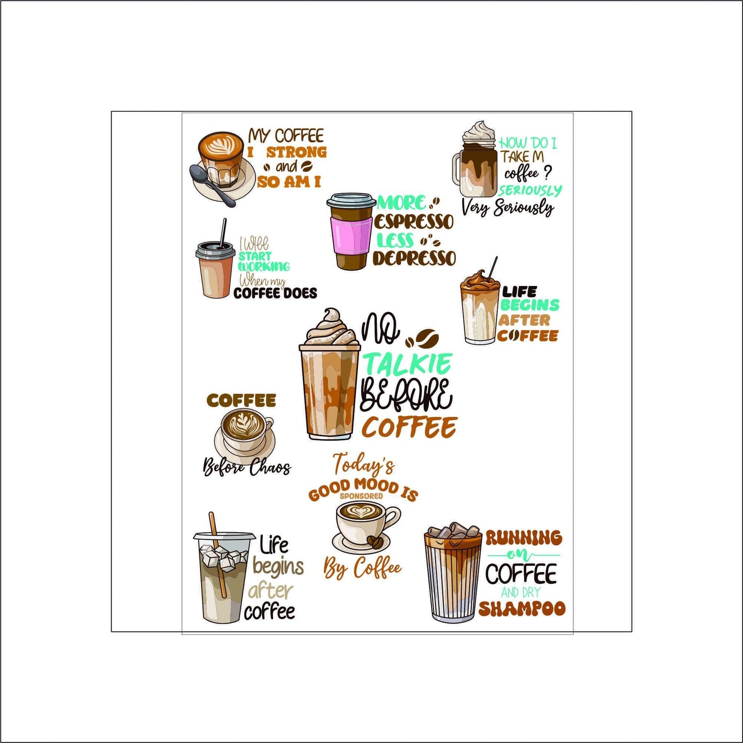 Funny Coffee Stickers laptop sticker, funny sticker, laptop decal, tumbler sticker, water bottle sticker, water bottle decal 25PKG