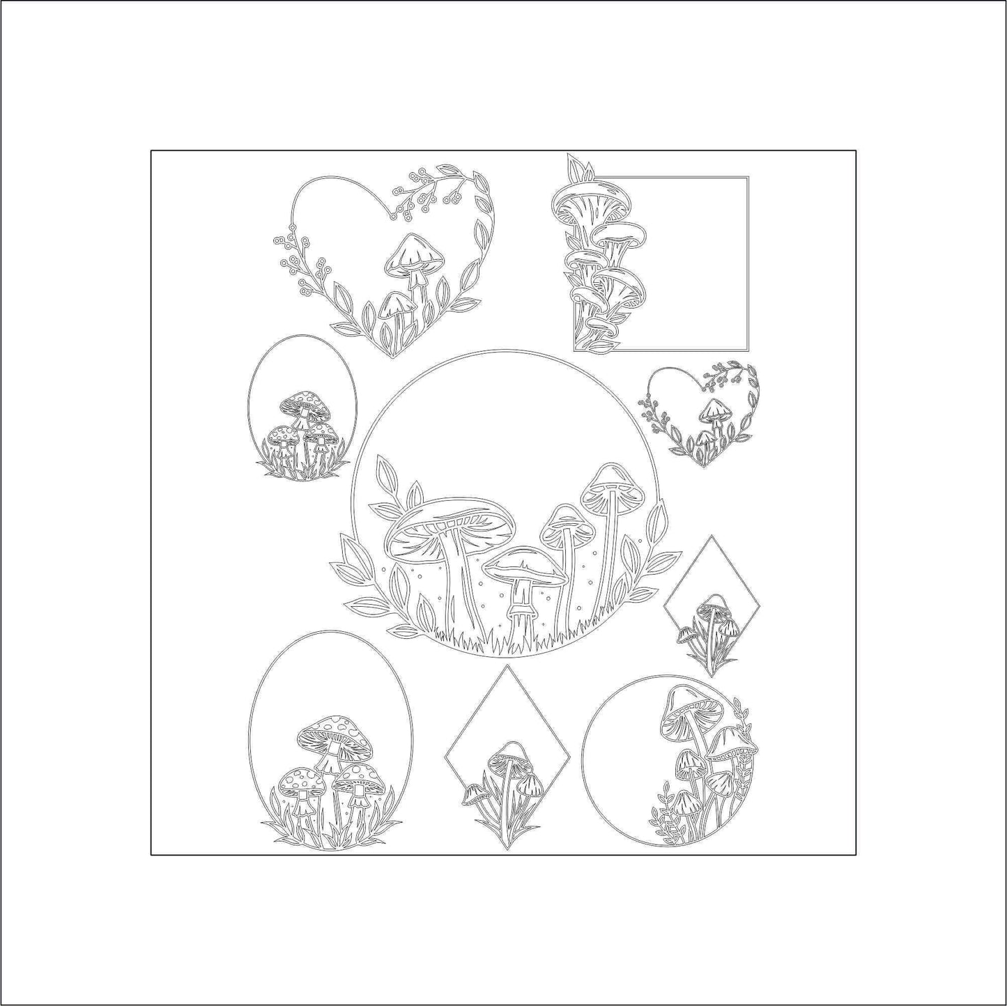 Framed Mushrooms laptop sticker, pretty sticker, laptop decal, tumbler sticker, water bottle sticker, water bottle decal 23PKG