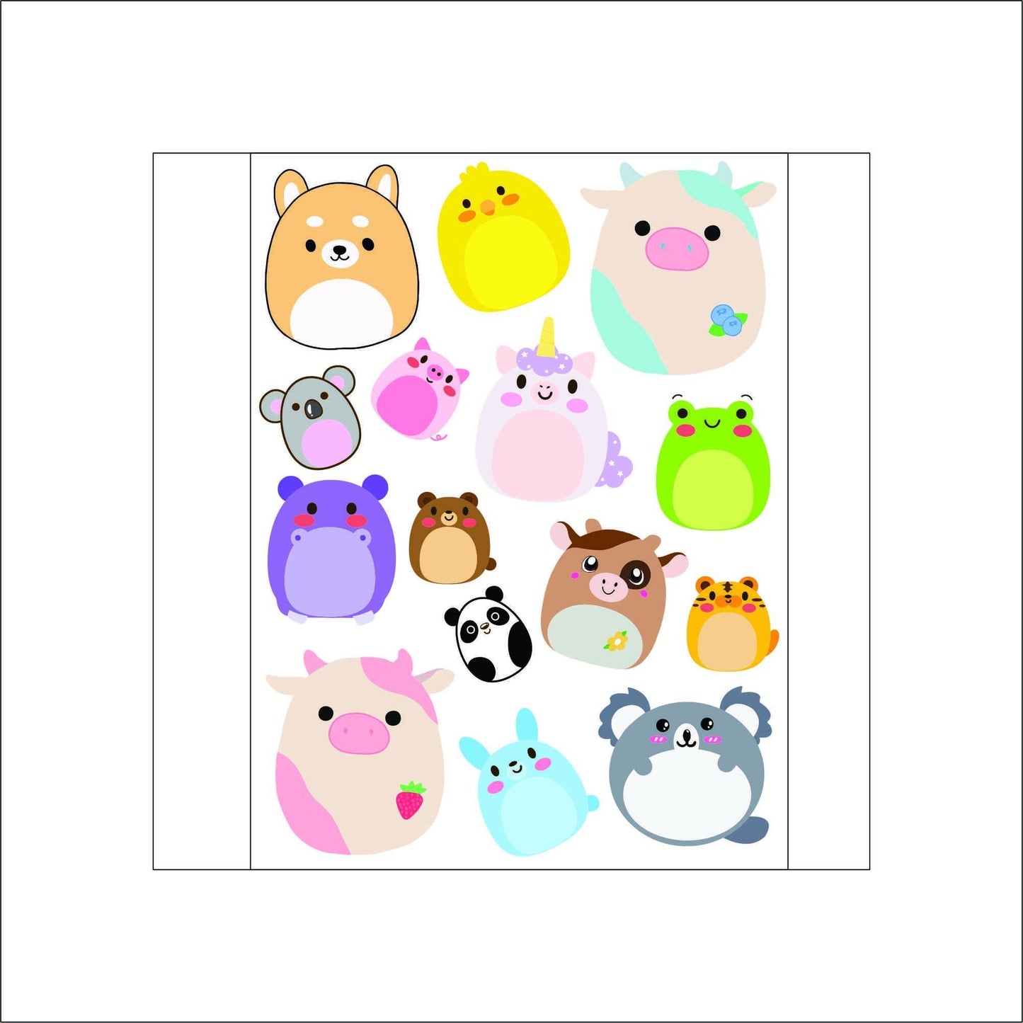 Squish Pillow Animal Stickers laptop sticker, funny sticker, laptop decal, tumbler sticker, water bottle sticker, water bottle decal 14PKG