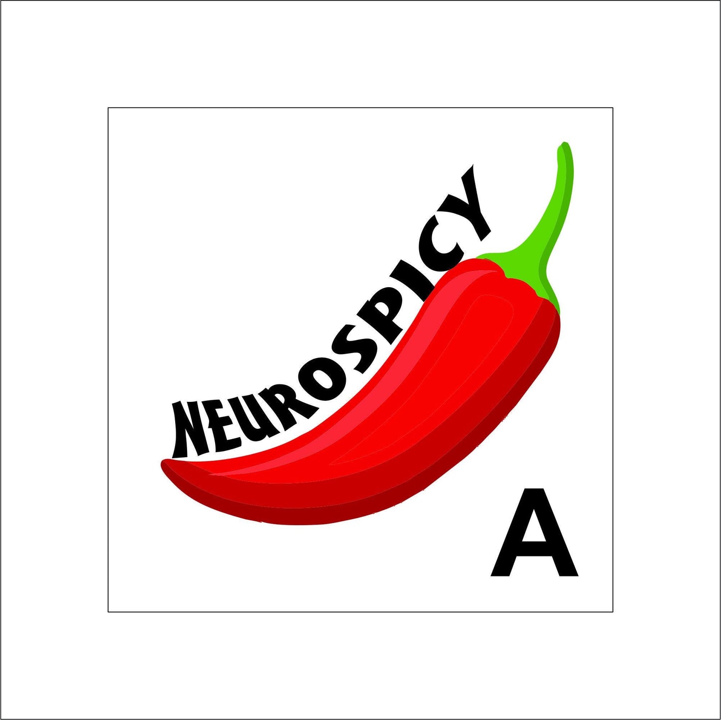 A vinyl decal sticker of a red chili pepper with the word 'NEUROSPICY' above it in stylized text.