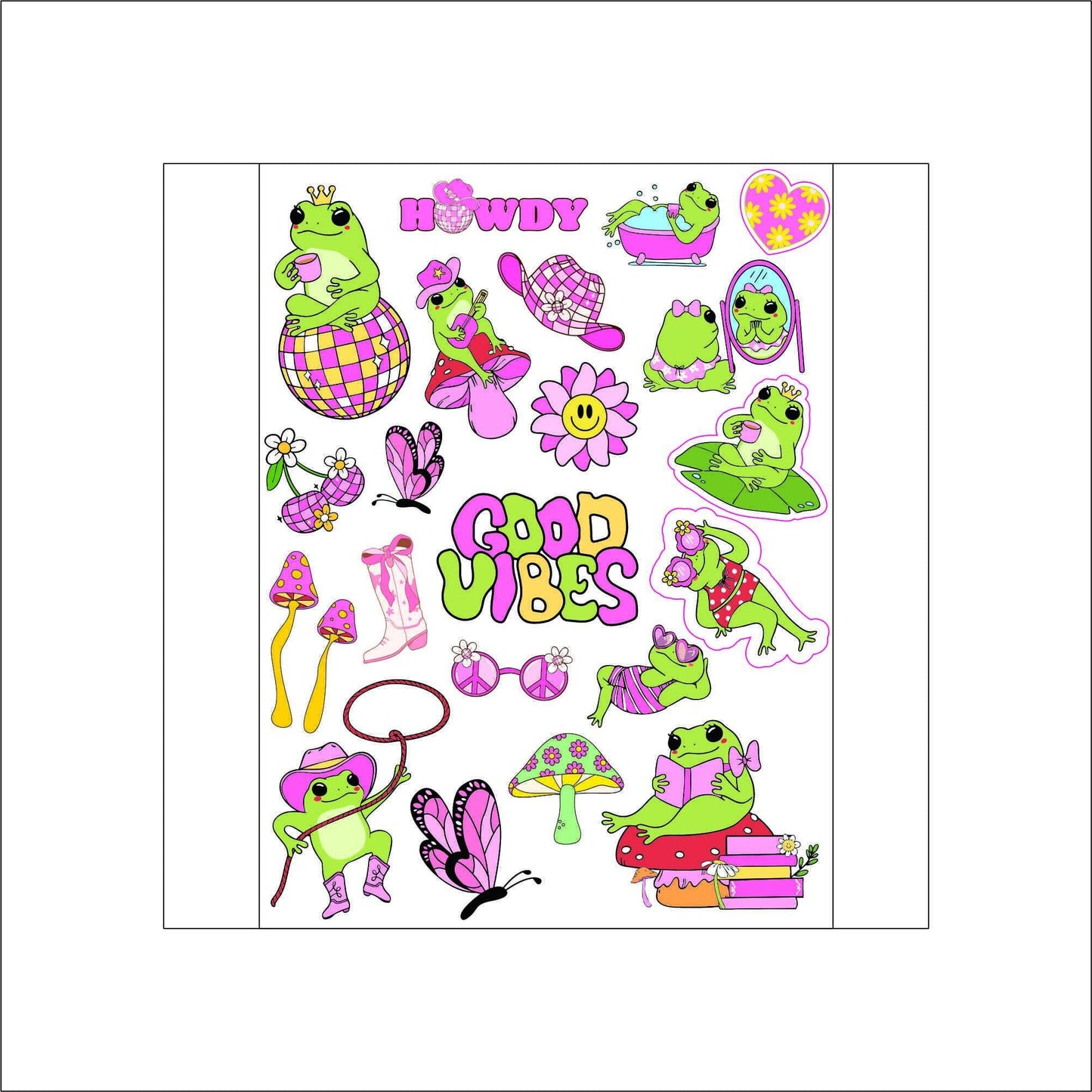 Cute Frog Stickers laptop sticker, funny sticker, laptop decal, tumbler sticker, water bottle sticker, water bottle decal 11PKG