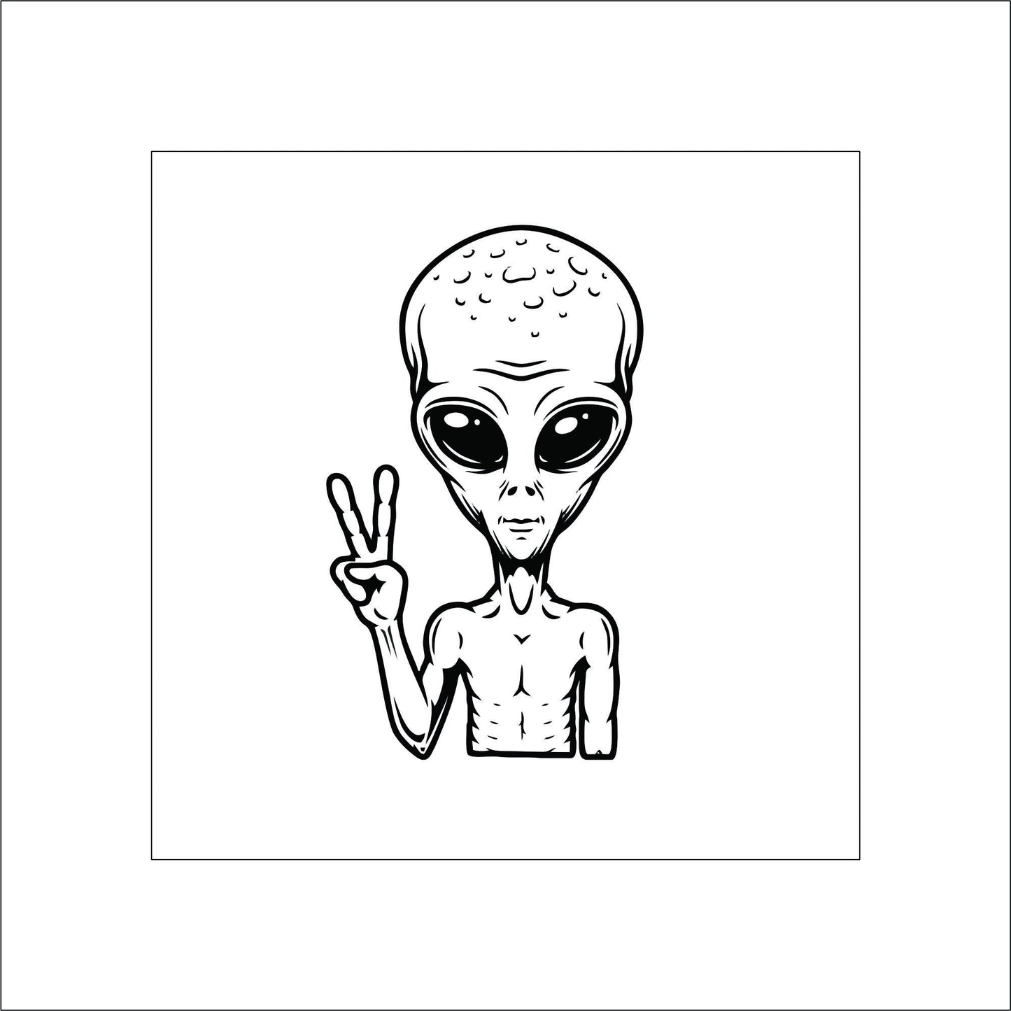 Peace Sign Alien Sticker Decal for Planners, laptops, tumblers, cars, walls, mirrors, notebooks, phones, etc. 4FNTSY