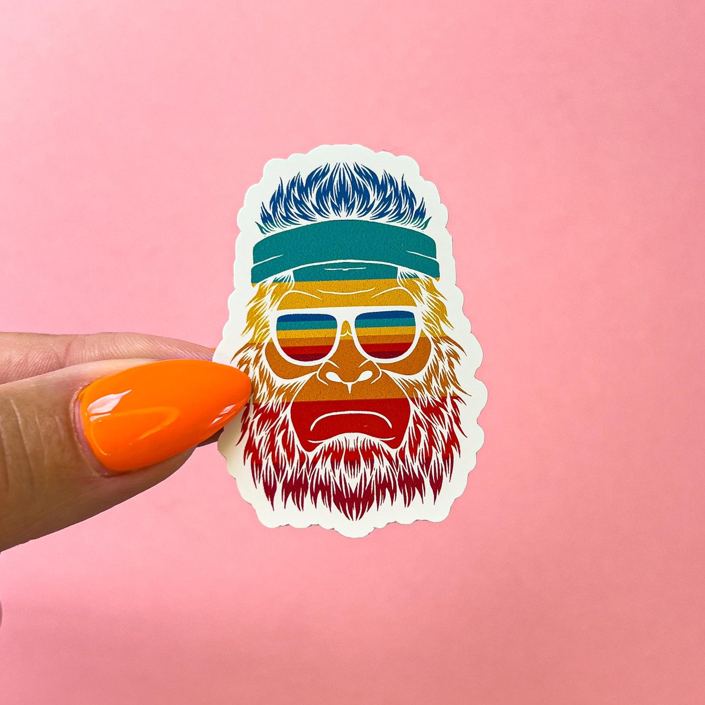 Rainbow Bigfoot with Sunglasses Sticker Decal for Planners, laptops, tumblers, cars, walls, mirrors, notebooks, phones, etc. 14FNTSY