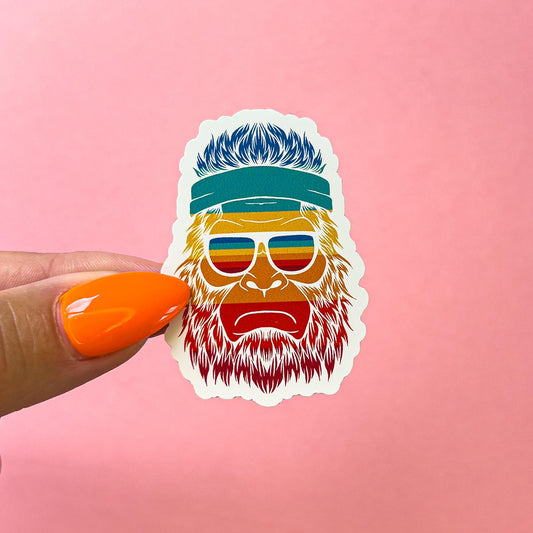 Rainbow Bigfoot with Sunglasses Sticker Decal for Planners, laptops, tumblers, cars, walls, mirrors, notebooks, phones, etc. 14FNTSY