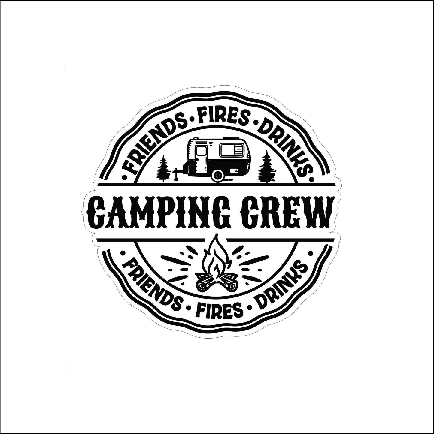 Camping Crew Sticker Sticker Decal for Planners, laptops, tumblers, cars, walls, mirrors, notebooks, phones, etc. 1TRVL