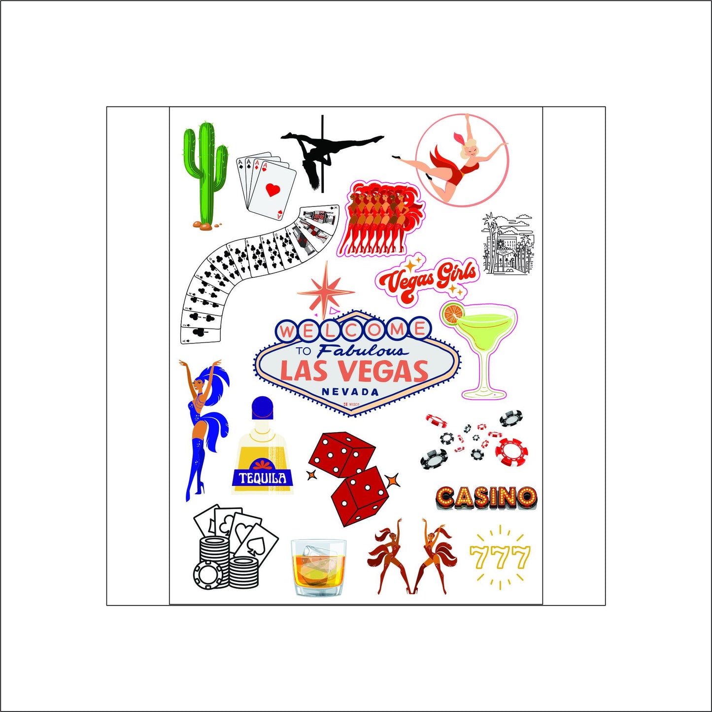Las Vegas Travel laptop sticker, cute sticker, laptop decal, tumbler sticker, water bottle sticker, water bottle decal 60PKG