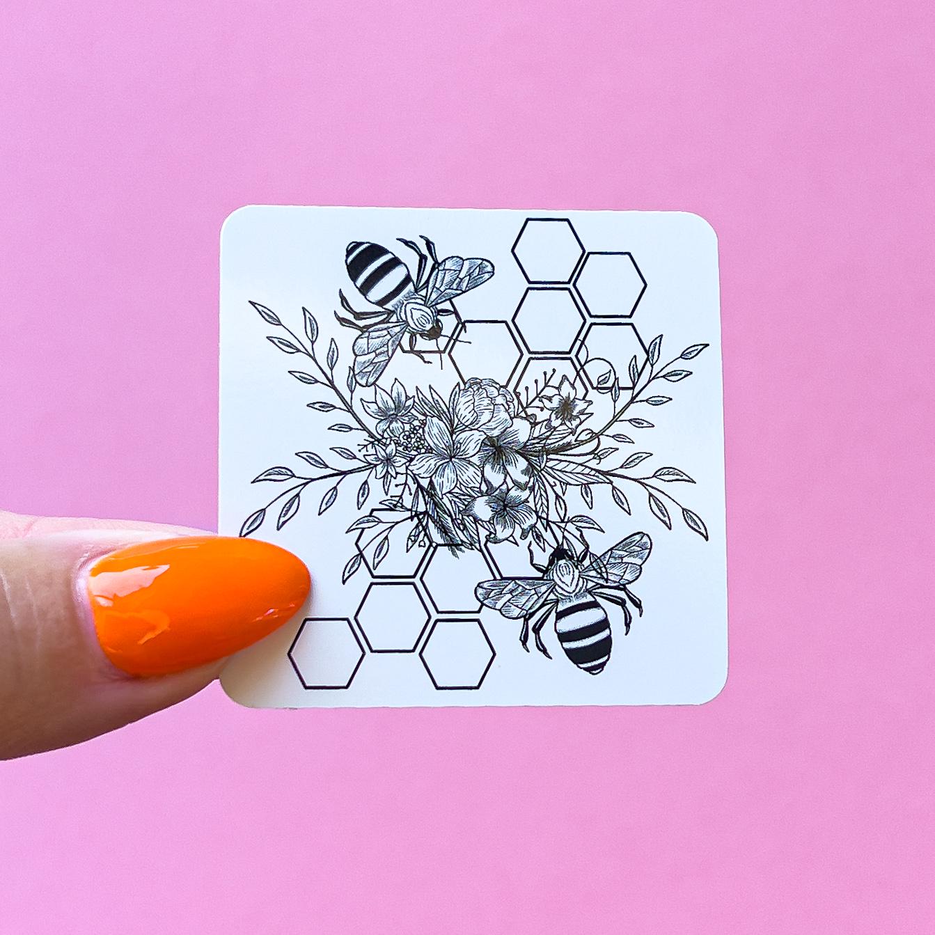 Bee and Honeycomb Sticker Decal for Planners, laptops, tumblers, cars, walls, mirrors, notebooks, phones, etc. 6ANML