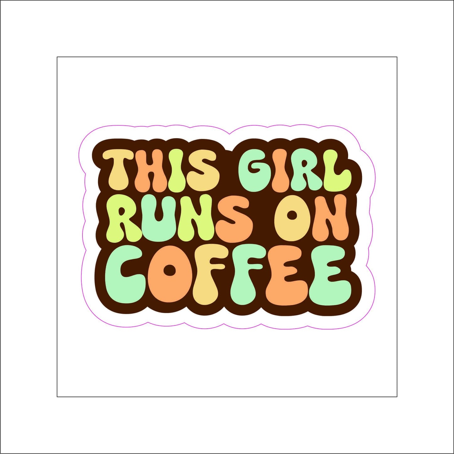 This Girl Runs on Coffee Sticker Decal for Planners, laptops, tumblers, cars, walls, mirrors, notebooks, phones, etc. 50CFE